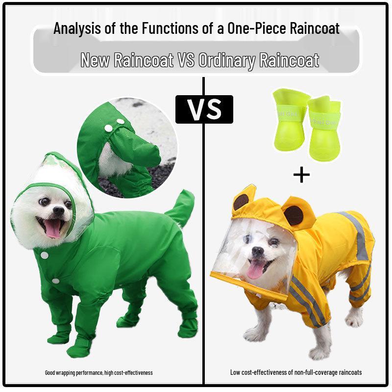 Four-Legged Waterproof Raincoat with Built-in Boots for Pets - All Season Use for Cats & Dogs