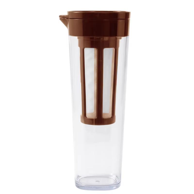 Cold Brew Pitcher with Nano Filter Leakproof Spin Drain Fridge Safe Multi Use for Juice Soy Milk and Iced Tea Compact Storage
