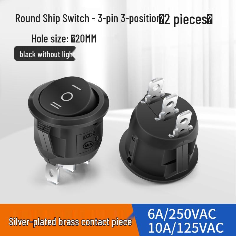 Waterproof Round Boat Rocker Switch with Illuminated Button, 2 Pins, 6A 250V, 20mm Hole
