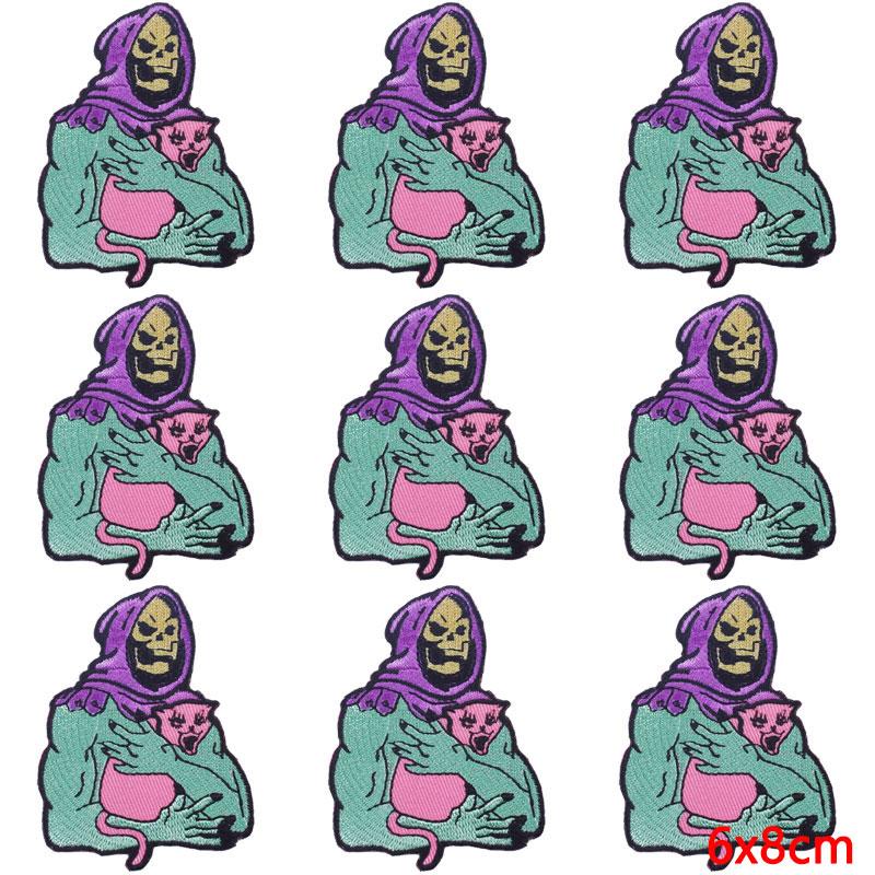10Pcs/Lot Skull Punk Patches For Clothing Hip Hop Iron On Patches For Clothes Patch Thermoadhesive Embroidery Fusible Patch DIY