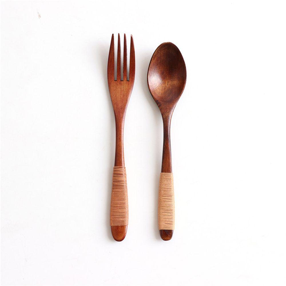 Wooden Dinner Kit Rice Soups Kitchen Supplies Utensil Dinnerware Sets Fork Spoon Tableware