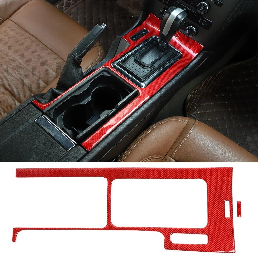 

Центральная консоль автомобиля, панель переключения передач, крышка, держатель чашки, украшение для Ford Mustang 2009 2010 2011 2012 2013, аксессуары для интерьера Red 2pieces