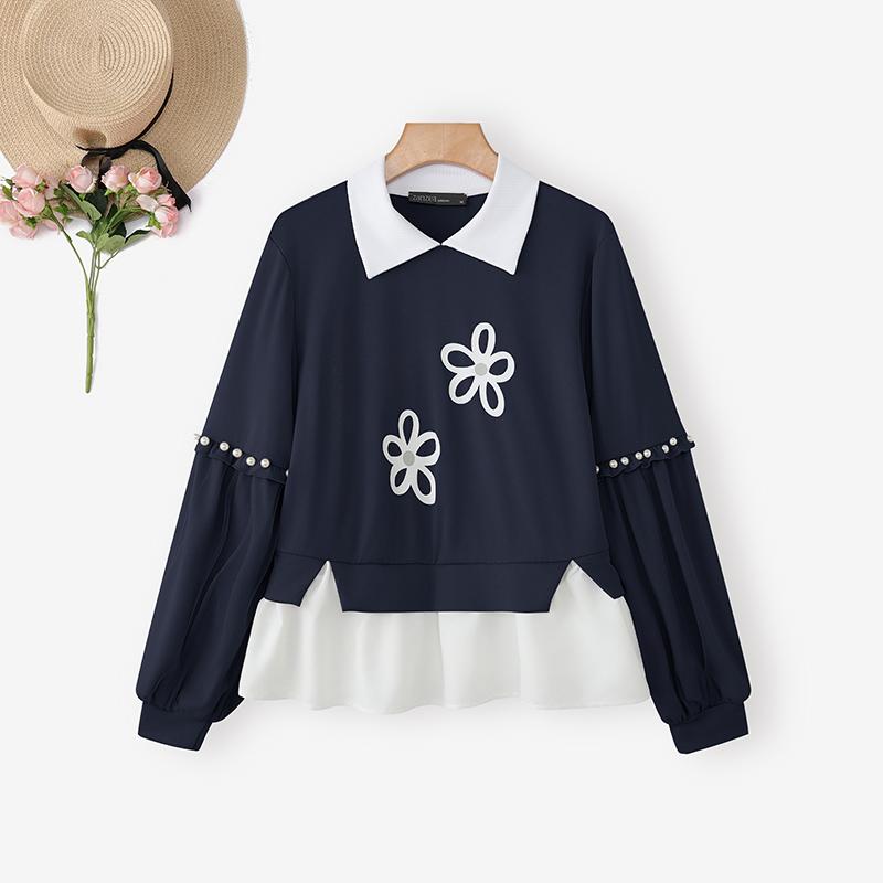 ZANZEA Women Casual Splice Collar Loose Floral Print Spring Autumn Long Sleeve Blouse