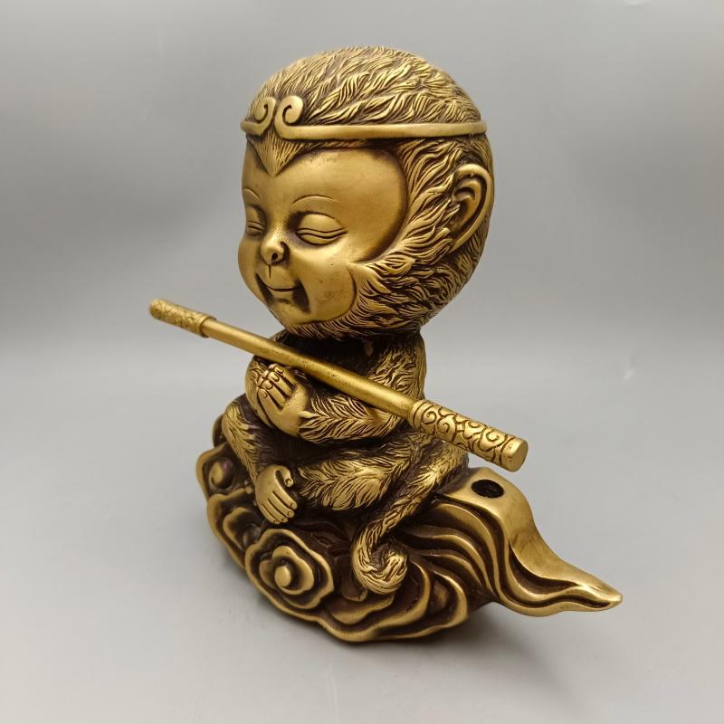 Antique Copper Sun Wukong Home Decor Monkey King Fighting Buddha Crafts Ornaments