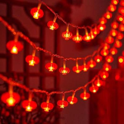 Red LED Solar Lantern String Lights: Waterproof Outdoor Decor for New Year & Spring Festival