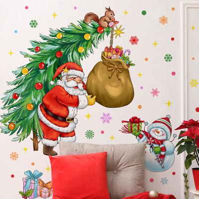 Weihnachtsmann Schneemann Wandaufkleber Schlafzimmer Farbe Ursprung Schneeflocke Dekorativer Aufkleber Wandaufkleber Selbstklebend Hersteller