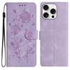 For iPhone 16 Pro Wallet Case Rose Pattern Imprinted Leather Flip Stand Phone Cover