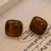 Autumn and Winter Retro Square Amber Acrylic Maillard Stud Earrings for Women's Niche High-end Light Luxury New Earrings Earrings