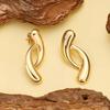 Temperament Simple Stainless Steel Gold Color Hollowed-out Geometry Stud Earrings for Women Retro Fashion Does Not Fade Jewelry