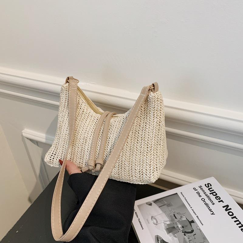 Simple Women Straw Shoulder Underarm Bags Travel Vacati Style Ladies Woven Crossbody Bag Lightweight Female Phe Handbags