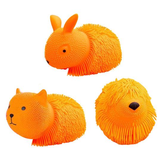Stress Relief Animal Squeeze Toy Long Hairs Rabbit Dog Cat Sensory Toy Portable Stretchy Animal Shape Stress Ball Decompression Toy