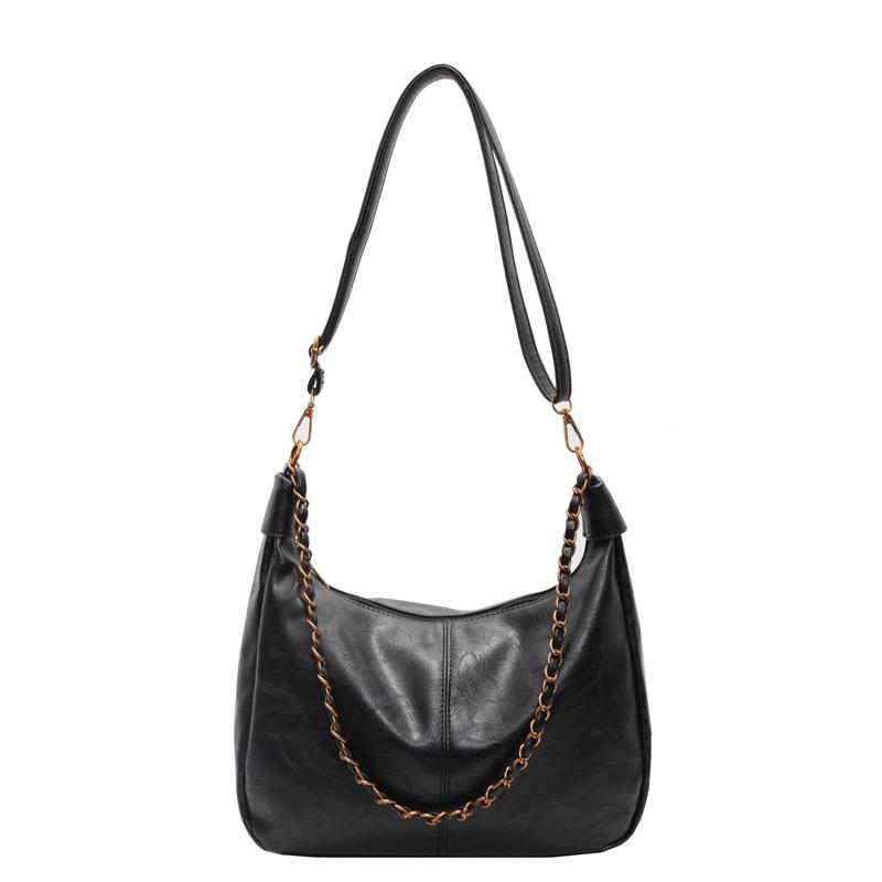 Retro shoulder bag new fashion texture women's bag simple solid color work commuter bag