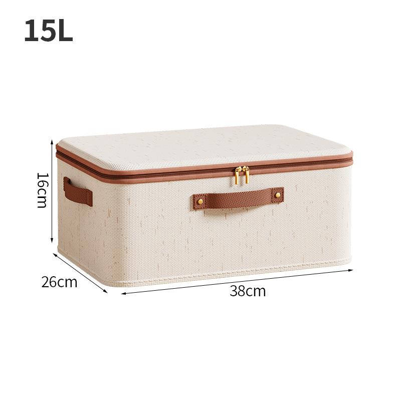Linen Zipper Storage Boxes Large Capacity Non-Woven Fabric Clothing Organizer Bins Home Bedroom Closet Organization