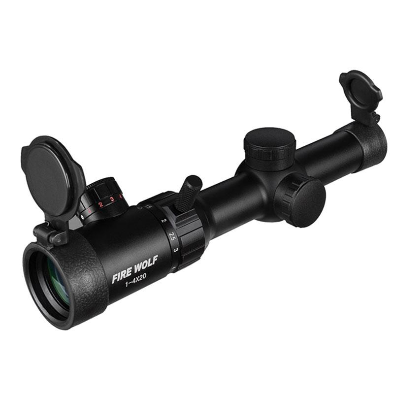 FIRE WOLF 1-4x20 Rifle Scope Green Red Luminous Scope Rangefinder Crosshair Optical Sight Hunting Scope