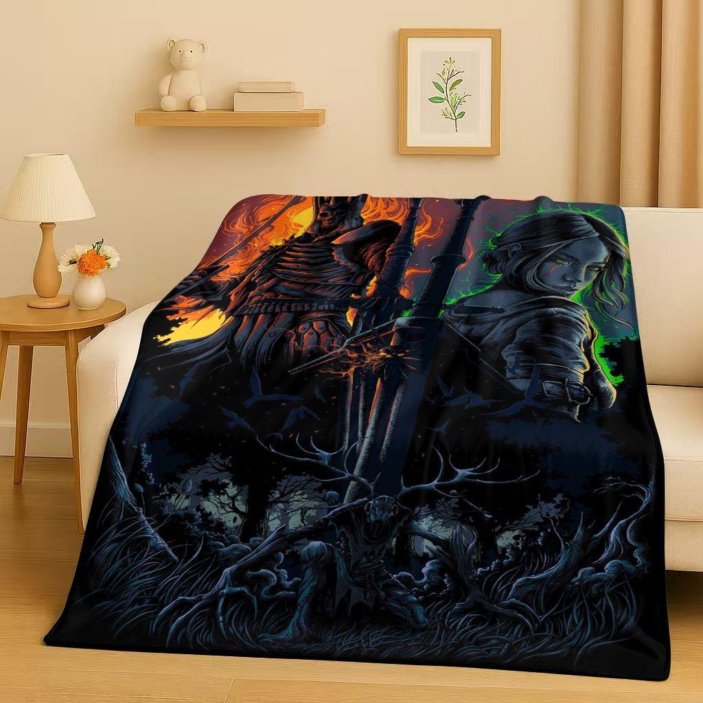 HD The W-Witcher Game Geralt Gamer Cartoon Flannel Blanket,Ultra Soft Plush Throw for Home Bedroom Bed Sofa Cover Kid Gift