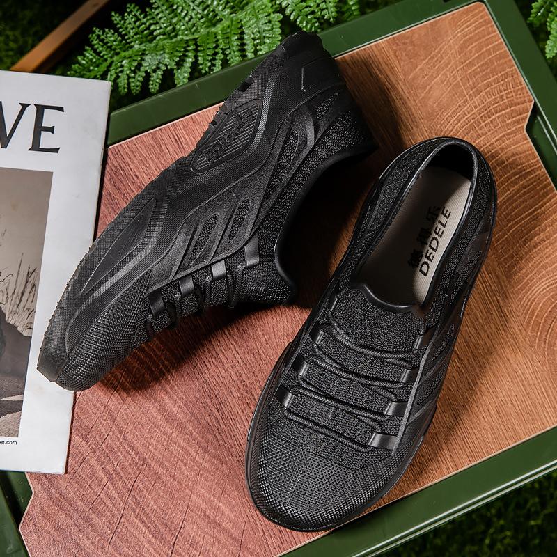 Men's foam rain shoes non-slip and waterproof fashion rain boots fleece thermal rubber shoes lightweight soft sole short tube water shoe cover shoes