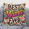 1Pc Best Mama Ever Floral Butterfly Print Throw Pillow Cover,Suitable For Sofa,Bedroom,Living Room,A Thankful Gift For Mom