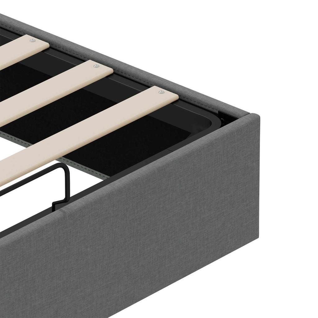 Ottoman Bed Frame Dark Grey 152 x 203 cm Fabric