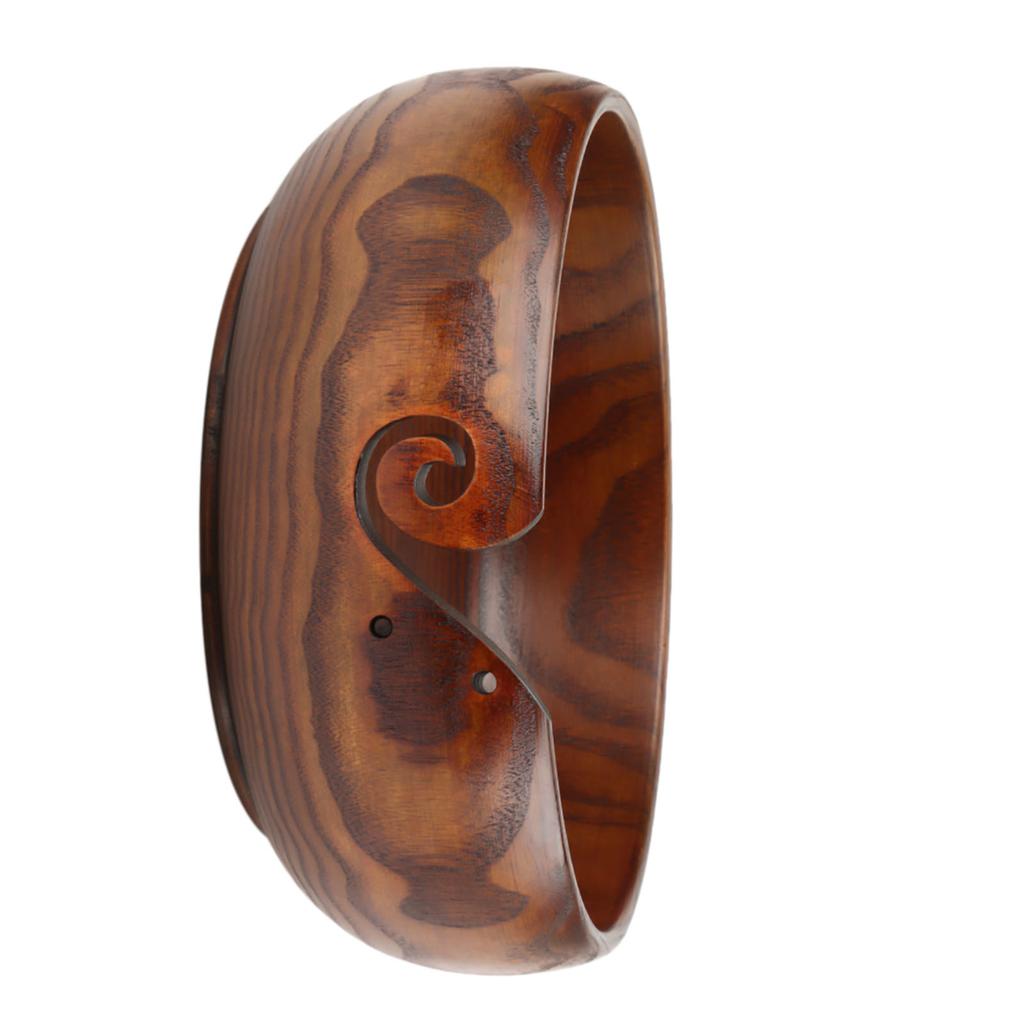 Natural Handmade Crafted Wooden Yarn Bowl for Knitting Crochet Home Decor (Medium Diameter)