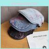Retro Washed Denim Beret With Pattern Design For Womens Daily Outing Casual