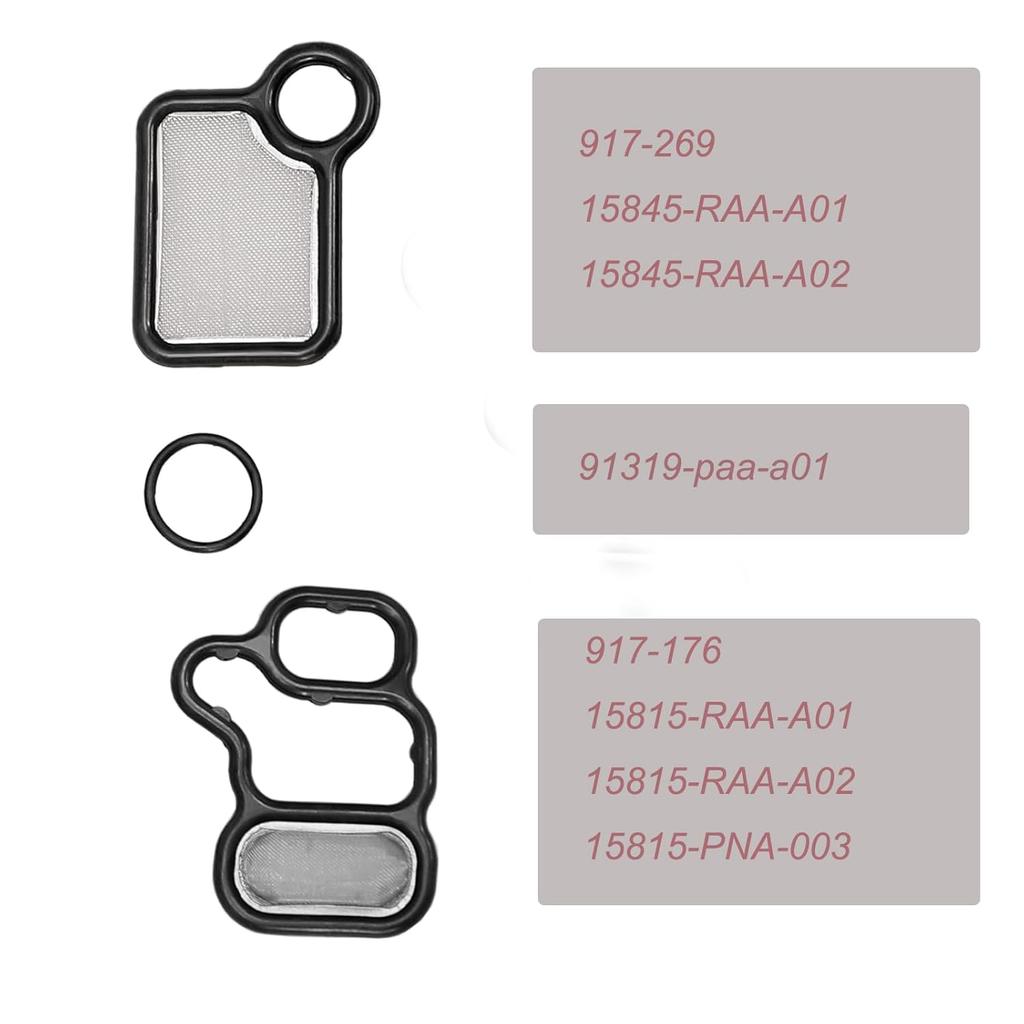 15845-RAA-A01 VTEC Solenoid Gasket Kit, VTC Solenoid Spool Valve Cover with VVT Solenoid O Ring Fit for 2002-2015 Honda Accord Element Civic CRV Si