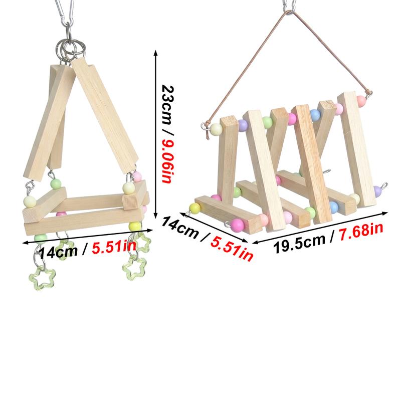 1PC Wood Parrot Swing Toy Hanging Climbing Ladder Bird Perch Stand Blocks Chew Toys For Budgie Cockatiel Conure Cage Accessories