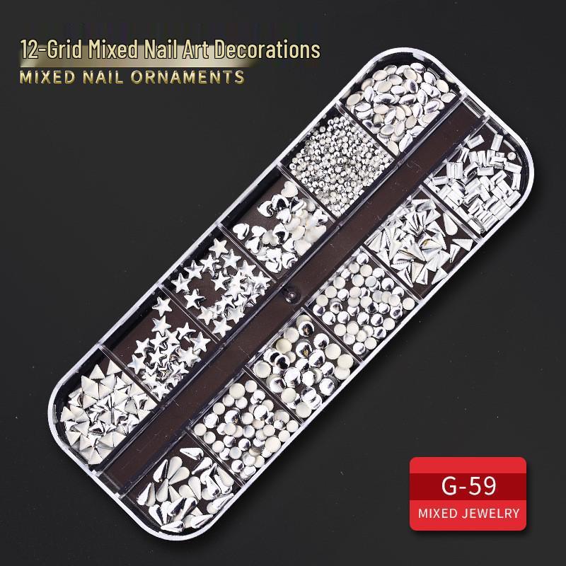 60 Nail Art Accessories: Rhinestones, Pearls, Rivets & Alloy Designs