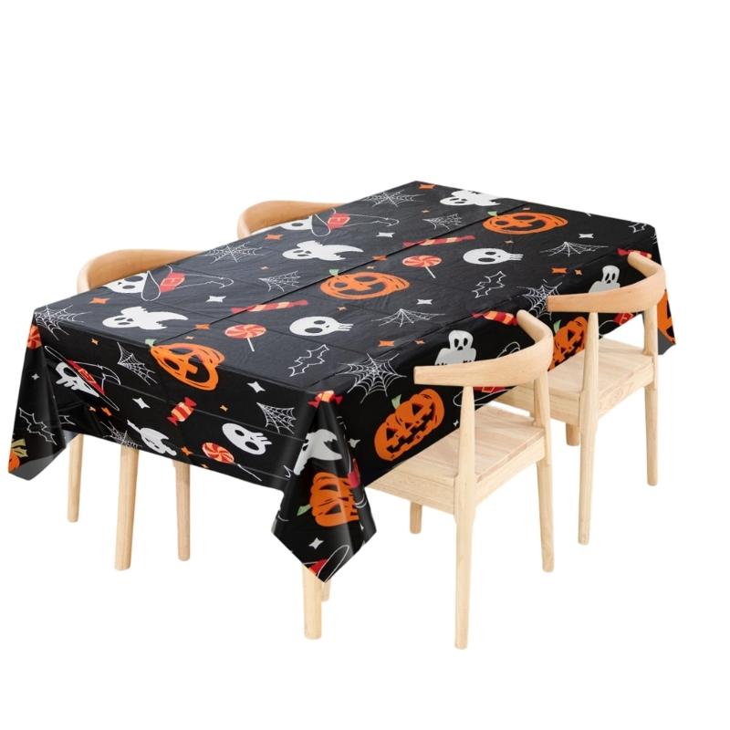 Horror Pumpkin Pattern Plastic Table Covers 6Pcs Waterproof Easy Cleaning Party Table Covers For Halloween Parties