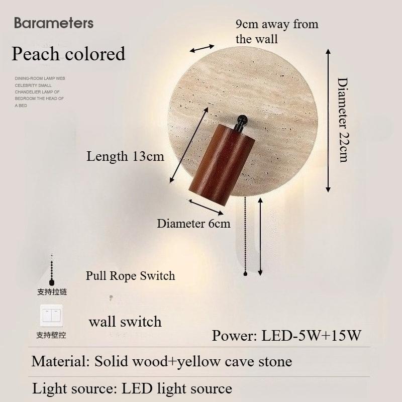 Japanese retro bedside LED wall light natural yellow cave stone wall light with cable switch home bedroom atmosphere lighting