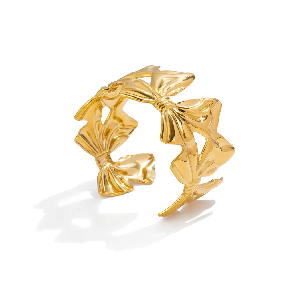 Sweet and romantic design 18K gold, bow open bracelet jewelry