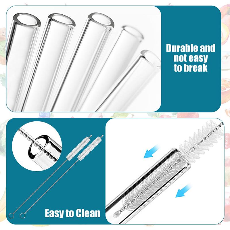Butterfly Glass Straws Set Reusable Bar Tools for Smoothies Cocktails Tea Coffee Juicy Drinking Eco Friendly Drinkware