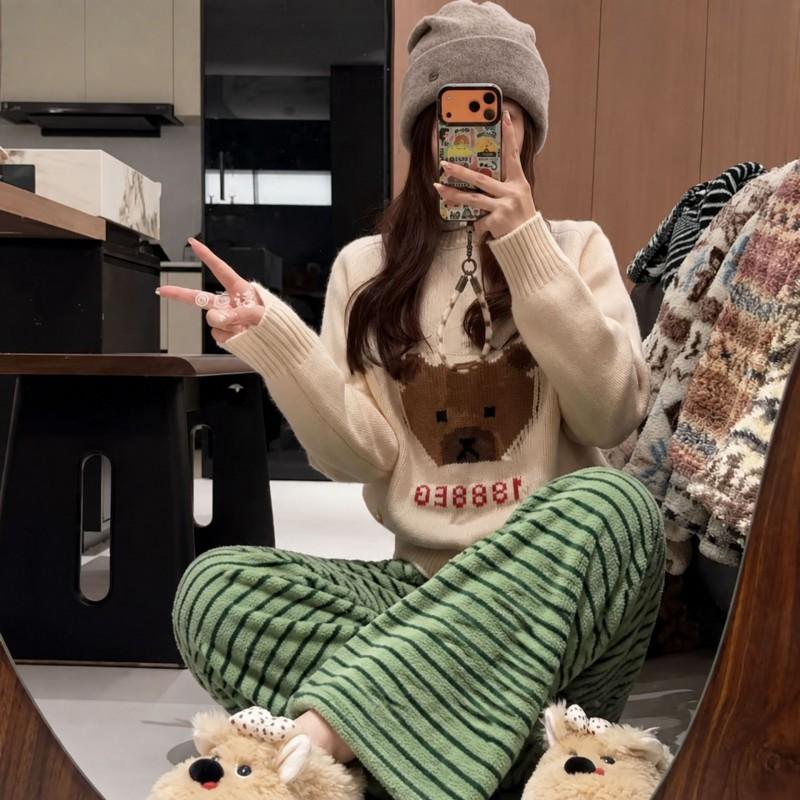 Thick Fleece Lined Lounge Pants Women Winter Warm Casual Wearable Sleepwear Plus Size