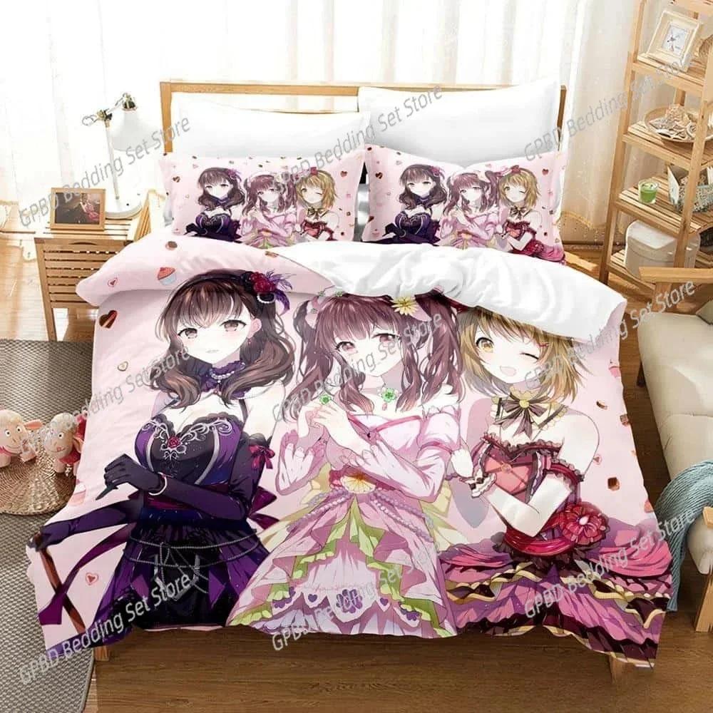 Comforter Anime Kawaii Girls Chieri Ogata Bedding Set 3D Printed Suitable For Bedroom Kids Home Textile