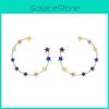 Colorful Star Hoop Earrings For Women Geometric Alloy Fashion Jewelry
