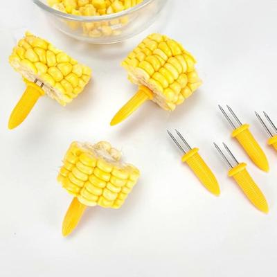 60 Pcs Corn On The Cob Skewers Stainless Steel Corn Holders Corn On The Grill Double Fork Sweet Corn Seat  Home & BBQ Cooking Fork BBQ Party