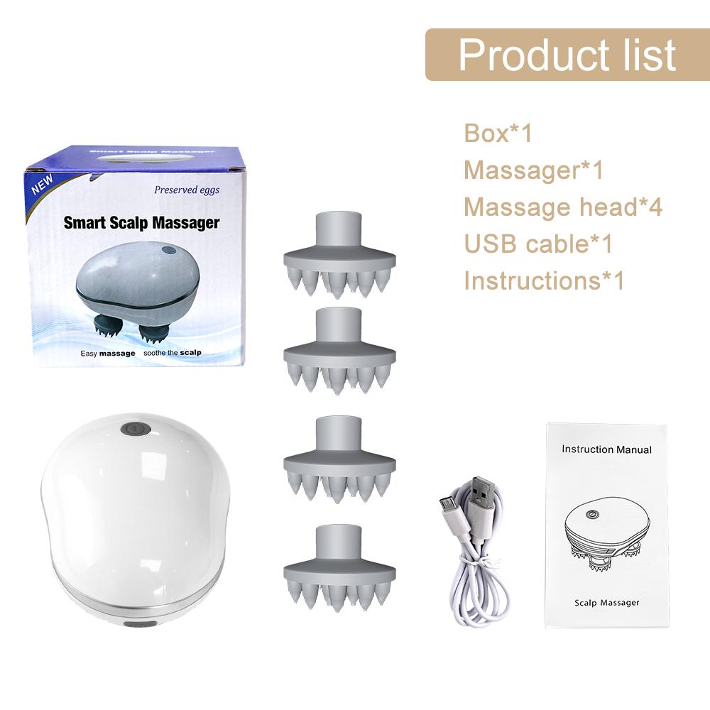 Deep Infrared Scalp Massager 4 Kneading Vibrating Red Light Head Cleaning Massager Waterproof 3D Hair Growth Stress Relax Muscle