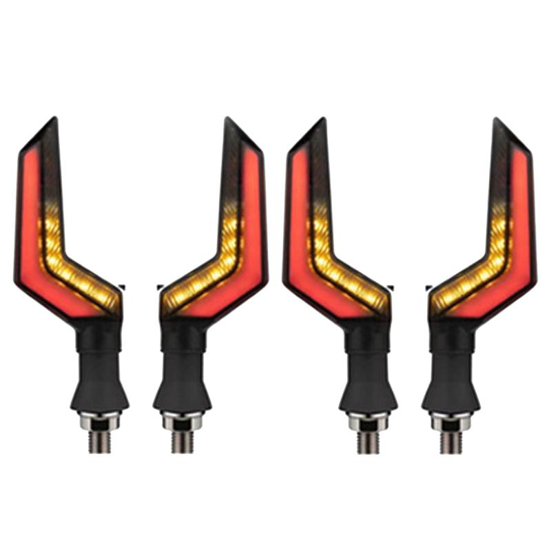 12V Motorcycle LED Turn Signal Lamp Dual-Color LED Flowing Turn Signal Light Motorbike Indicators Led ABS Airfoil Tail Flasher