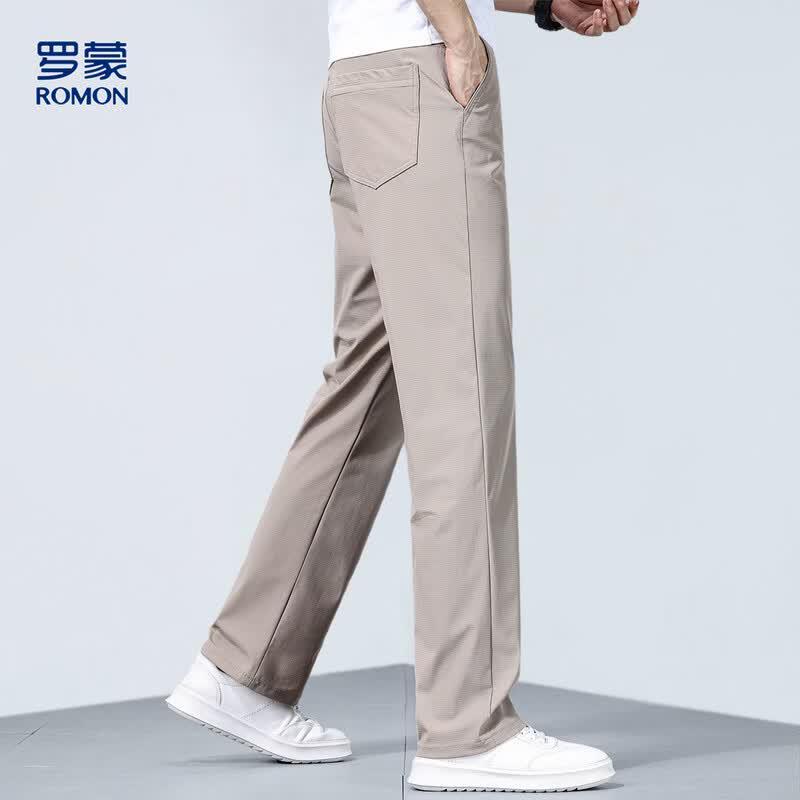Romon Men's Summer Ice Silk Straight Business Casual Pants