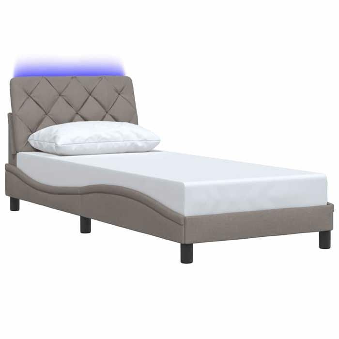 VidaXL Cadre de lit avec LED sans matelas taupe 80x200 cm tissu 3310633