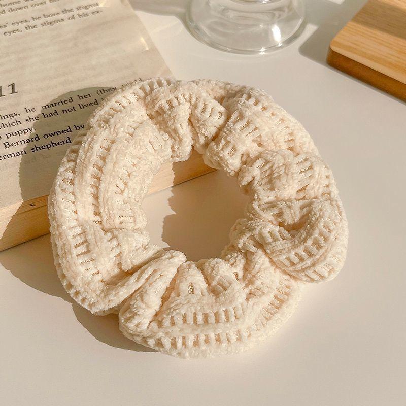 Milk Coffee Plush Hair Ring - Simple Elastic Band for Autumn/Winter