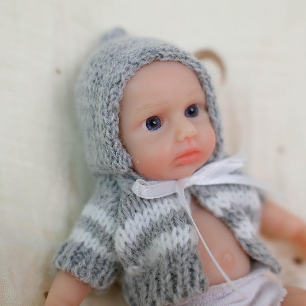 6 Inch Pure Solid Silicone Mini Reborn Dolls LouLou Soft Touch Elastic Stretchable Simulation Girl Doll Real Life Awake Palm Newborn Dolls for Kids 3+