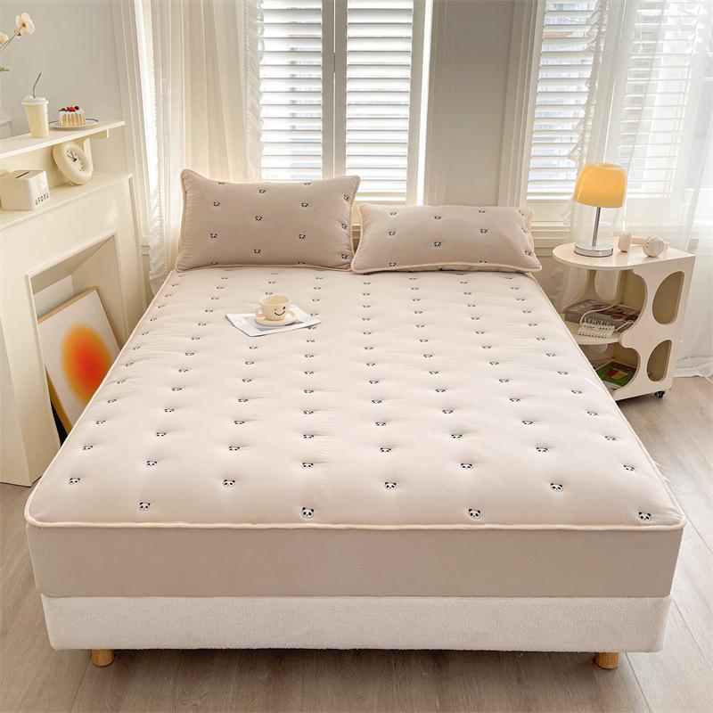 Besticktes gewaschenes Baumwoll-Steppspannbettlaken im Matratzenstil Taiwan Betttasche Spannbettlaken Matratzenschoner