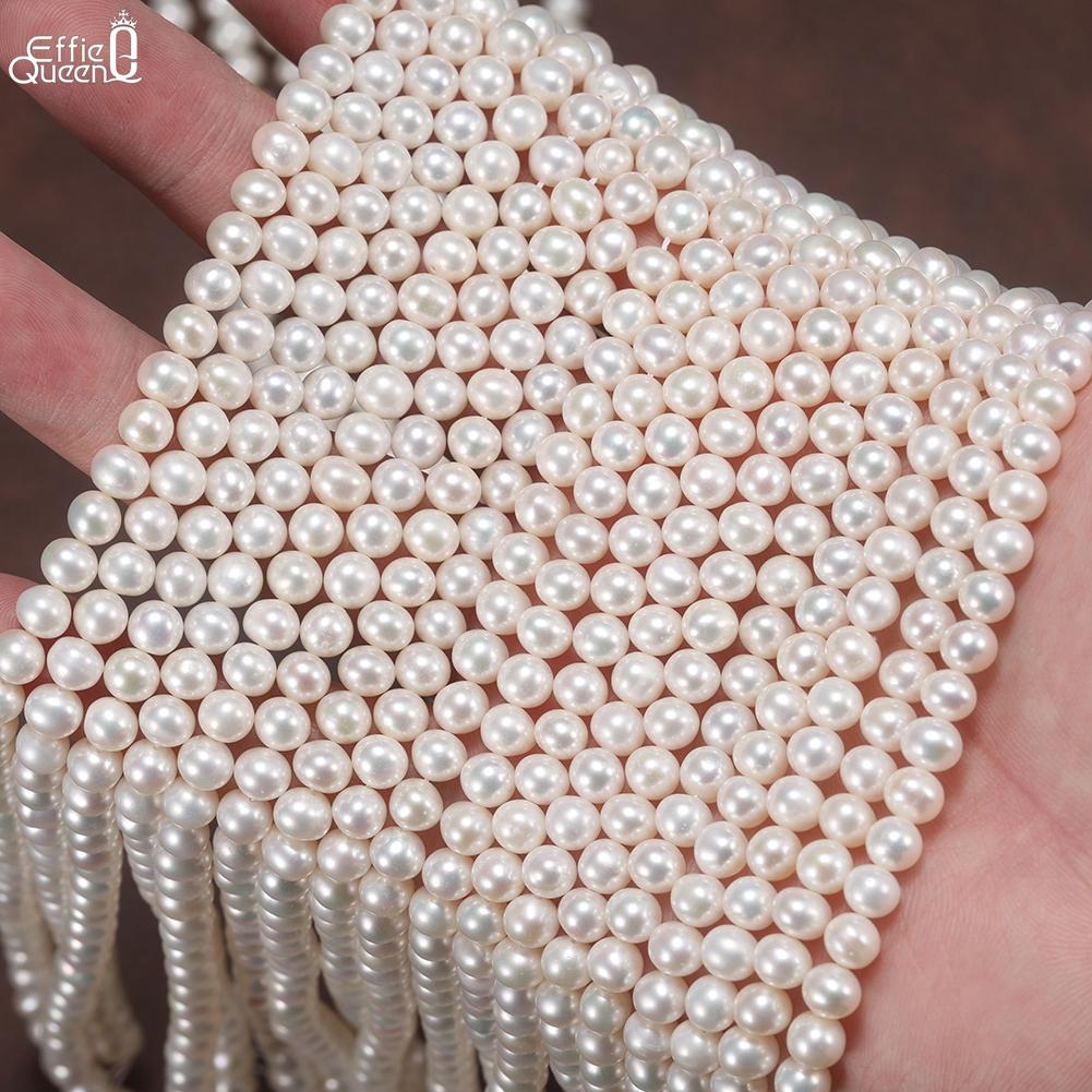 EFFIE QUEEN 100% Freshwater Pearl Wholesale AAA/AAAA High Quality Round Pearl Beads For Jewelry Making DIY Bracelets Chain PP23