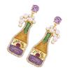 Brincos Vibrantes de Celebração Destaque Brincos Champagne Brincos da Moda Pendentes em Forma de Garrafa para Exterior