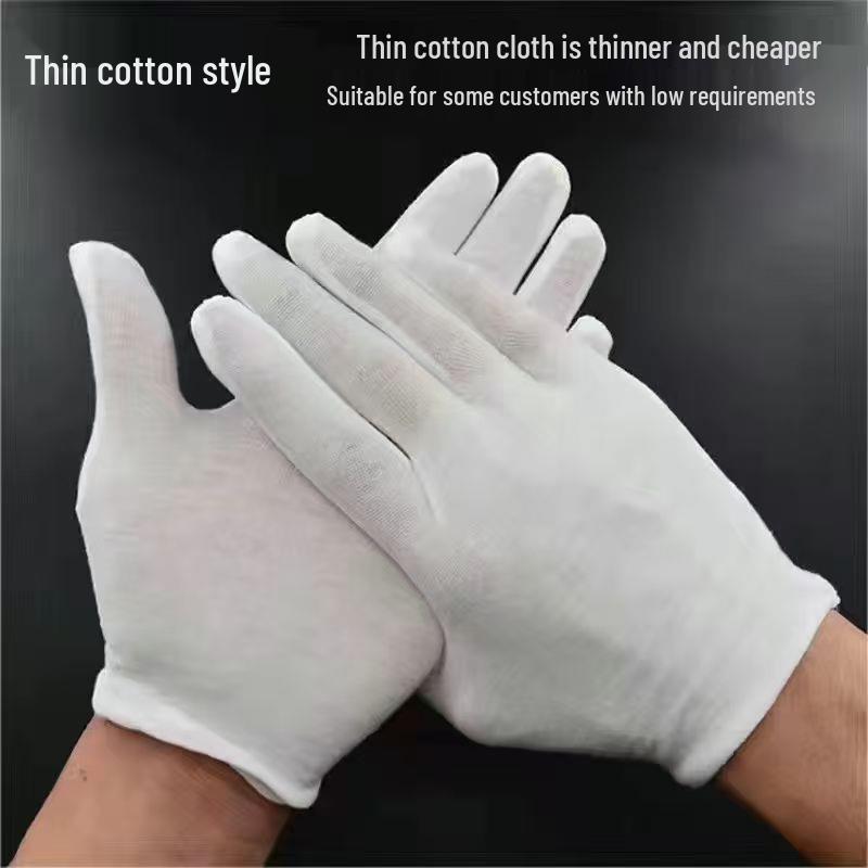 White Cotton Non-Slip Breathable Work Gloves for Polishing and Driving
