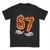 6 7 Meme Six Sept 67 Mains Meme T-shirt Imprimé Feu pour Hommes Femmes Loisirs Coton T-shirts Col Rond Manches Courtes T-shirt 3XL Hauts