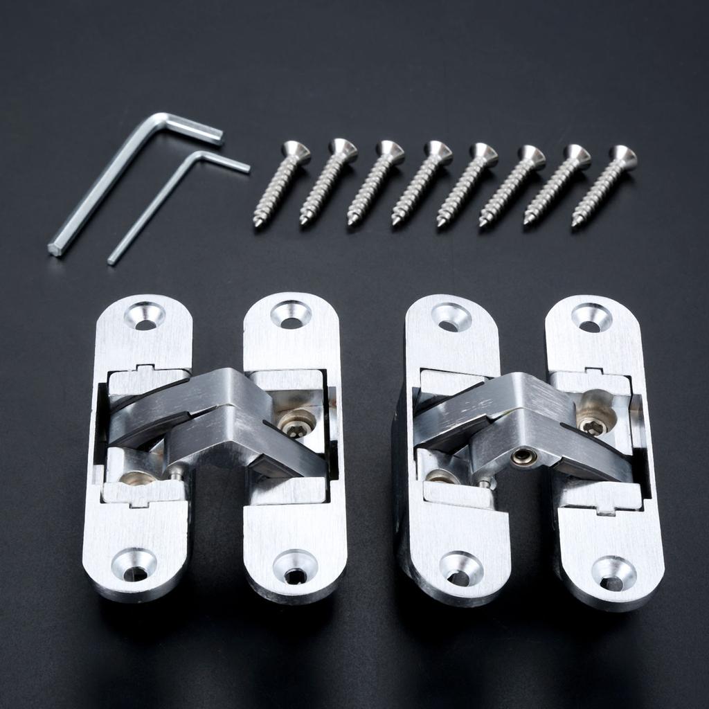 2 Pcs Zinc Alloy Hidden Hinges Furniture Fittings 23 X 95mm Invisible Concealed Folding Counter Door Hinge With Screw Hardware