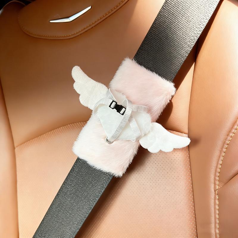 1Pc Cartoon Safety Belt Shoulder Cover Plush Fixed Doll Sweet Cute Auto Interior Styling Soft Small Accessory Fashion Car Decor