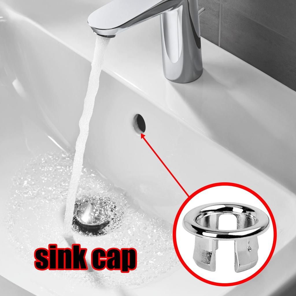 Plastic Bathroom Kitchen Basin Sink Overflow Cover Ring Insert Replacement Chrome Hole Round Drain Cap Basin Accessory
