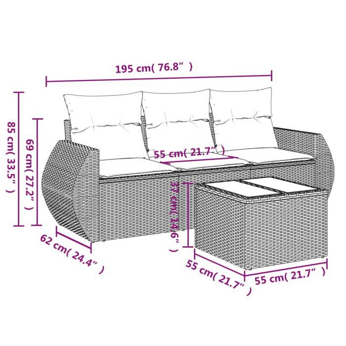 VidaXL Garden Lounge Set with Cushions 4 Pcs, Patio Sofas, Patio Furniture Set, Outdoor Furniture, Grey 3221071